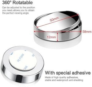 51UJ-tUI12L._AC_SY355_.jpg 2 pcs Blind Spot Mirrors 2 Round HD Glass Convex 360° Wide Angle Side Rear View Mirror with ABS Housing for Cars SUV and Trucks Silver Pack of 2