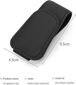 Magnetic Leather Sunglass Holder for Car Sunglasses Clip for Car Visor Auto Interior Accessories Universal for Different Size Eyeglasses (Black)