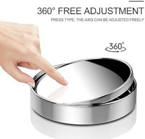 2 pcs Blind Spot Mirrors 2 Round HD Glass Convex 360° Wide Angle Side Rear View Mirror with ABS Housing for Cars SUV and Trucks Silver Pack of 2