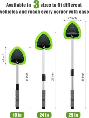 XINDELL Windshield Cleaner Tool – Car Interior Window Cleaning Kit with Extendable Handle 4 Microfiber Pads Auto Washing Brush for Car Trucks SUVs RVs Home Windows