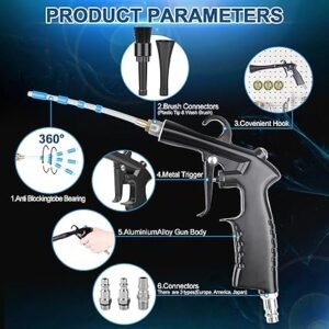 Car Cleaning Gun Detailing Interior Dryer Air Blow Gun High Pressure Blower Gun Car Detailing Kit Interior Cleaner Car Detailing Tools for Car Quickly Blasts Dirt and Dust Works with Air
