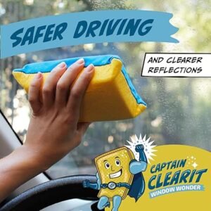 Sponge Window Cleaner Tool for Car Windshield Mirrors Glass NonScratch Super Absorbent Window Cleaning Sponges Car Cleaning Supplies 2Pack 6 X 4.5 X 2 in