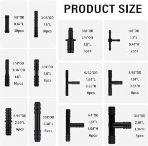 115PCS Car Vacuum Hose Connector Assortment12 Sizes Vacuum Tube Vacuum Line Kit with TeeStraightReducer ConnectorHeat Resistant 240 (460) Car Spare Parts for Car Truck SUV