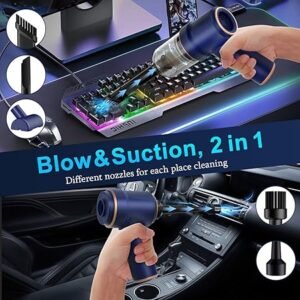 KMM Handheld Car Vacuum Cleaner 9000Pa Vacuum Cleaner and Air Duster 120W High Power Hand Held Vacuum with LED Light and MultiNozzles for Car Home Office Pet