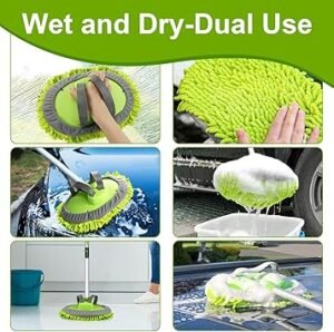 8191k0a9FEL._AC_SY355_.jpg anngrowy 62 Microfiber Car Wash Brush Mop Kit Mitt Sponge with Long Handle Car Cleaning Supplies Kit Duster Washing Car Tools Accessories 1 Chenille ScratchFree Replacement Head Aluminum Alloy Pole