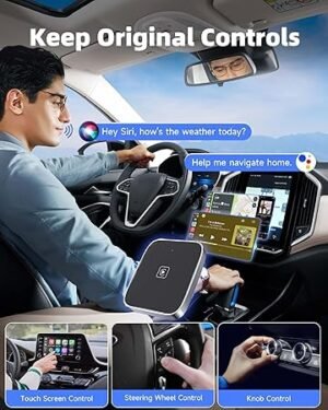 819TlXeEaaL._AC_SY450_.jpg Wireless CarPlay Adapter for Apple iPhone Used to Convert Wired Connections Into Wireless Connections Car Play Adapter 2in1 Compatible with iOS 12+and Android 12 Plug and Play No Latency
