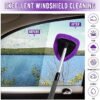 Baderke 10 Pcs Windshield Cleaner Tool Car Window Cleaning Supplies with Extendable Handle Include 6 Washable Microfiber Bonnets 2 Empty 60ml Spray Bottle Glass Wiper Kit(Purple)