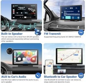 Wireless Apple Carplay Screen for Car 4K Dash Cam 9 Portable Apple Carplay Android Auto Car Stereo with 1080p Backup Camera GPS NavigationMirror LinkVoice ControlBluetooth