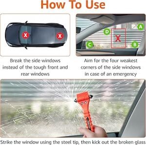 Amazon Basics Emergency Seat Belt Cutter and Window Hammer Tool Car Accessories 2 Pack SW835