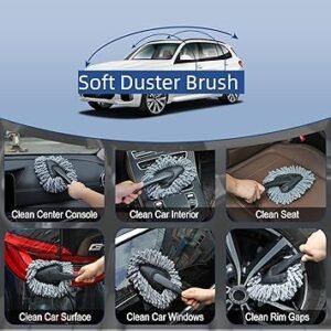 Car Interior Duster Detail Brush Cleaning Gel Kit Soft Dash Vent Dusting Slime Putty Detailing Brushes Accessories Essentials Supplies Tools for AutoTruckSUVRV