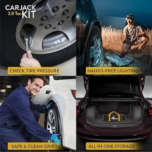 81swD6m1tsL._AC_SY355_.jpg Car Jack Kit | Scissor Jack for Car 2 Ton (4400 lbs) Tire Jack Tool Kit | Portable Ideal for SUV and Auto Universal Kit with Lug Wrench | Heavy Duty Material